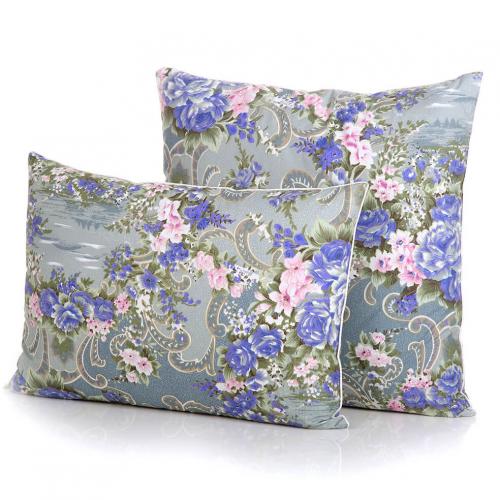 Подушка 70/70 тик наб.+син.лебяжий пух